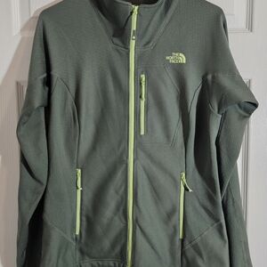 The North Face Women's Medium Fleece Jacket Green Active Fit.